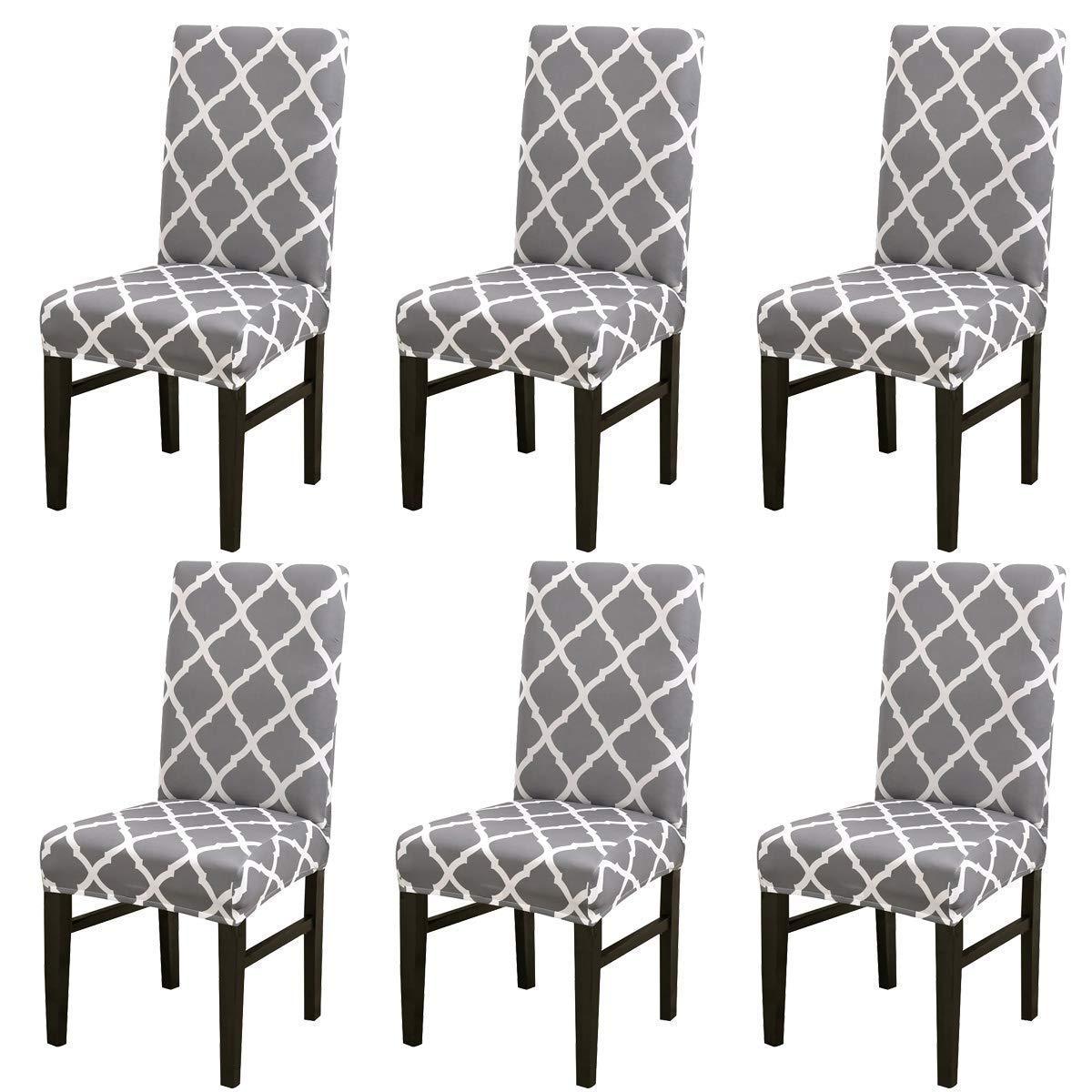 Printed Elastic Chair Cover - Grey Diamond