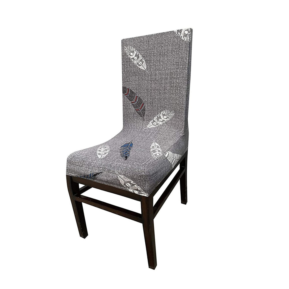 Printed Elastic Chair Cover - Grey Fern