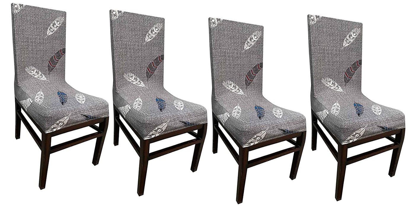 Printed Elastic Chair Cover - Grey Fern