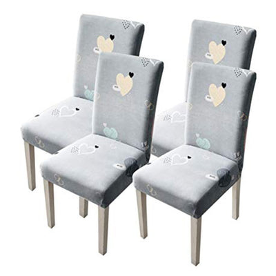 Printed Elastic Chair Cover - Grey Heart