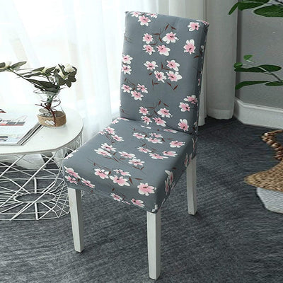 Printed Elastic Chair Cover - Olive Pink Flower