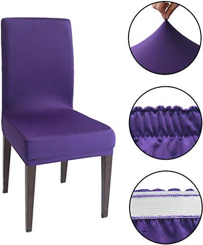 Solid Elastic Chair Cover - Purple