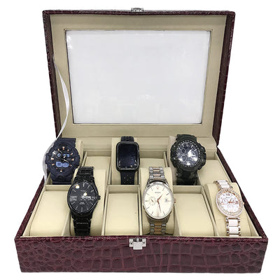 Wrist Watch Display Box Storage Holder Organizer 12 Slots Maroon