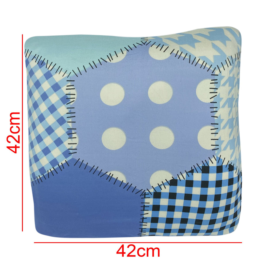 Polyester Cushion Cover - Octagon Blue