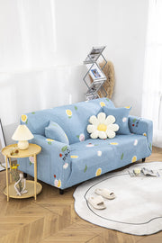 Printed Sofa Cover - Blue Sunflower