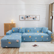 Printed Sofa Cover - Blue Sunflower