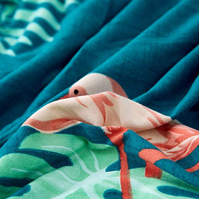 Printed Sofa Cover - Green Flamingo