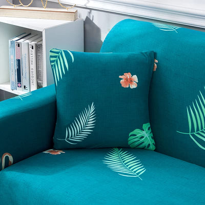Printed Sofa Cover - Green Flamingo