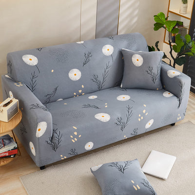 Printed Sofa Cover - Grey Daisy