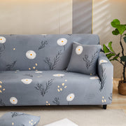 Printed Sofa Cover - Grey Daisy