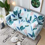 Printed Sofa Cover - Light Blue Tropical
