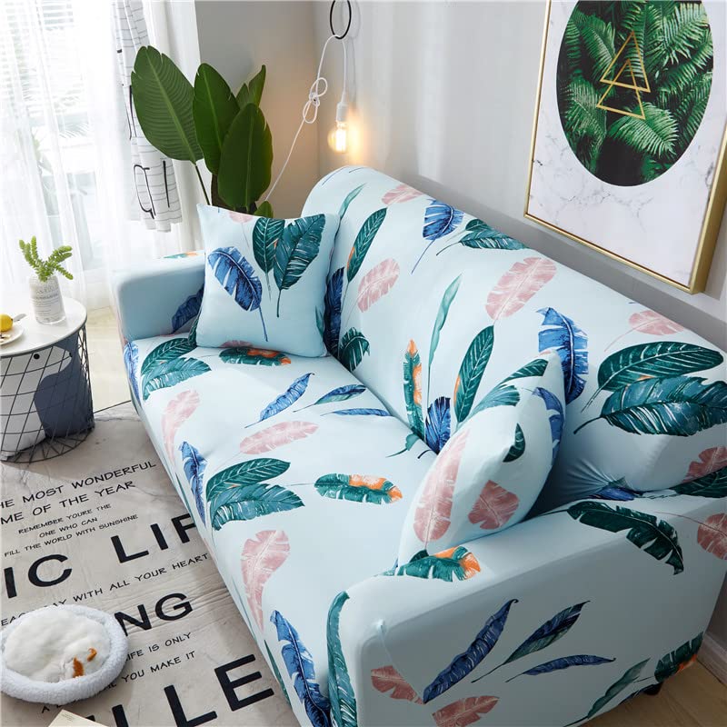 Printed Sofa Cover - Light Blue Tropical