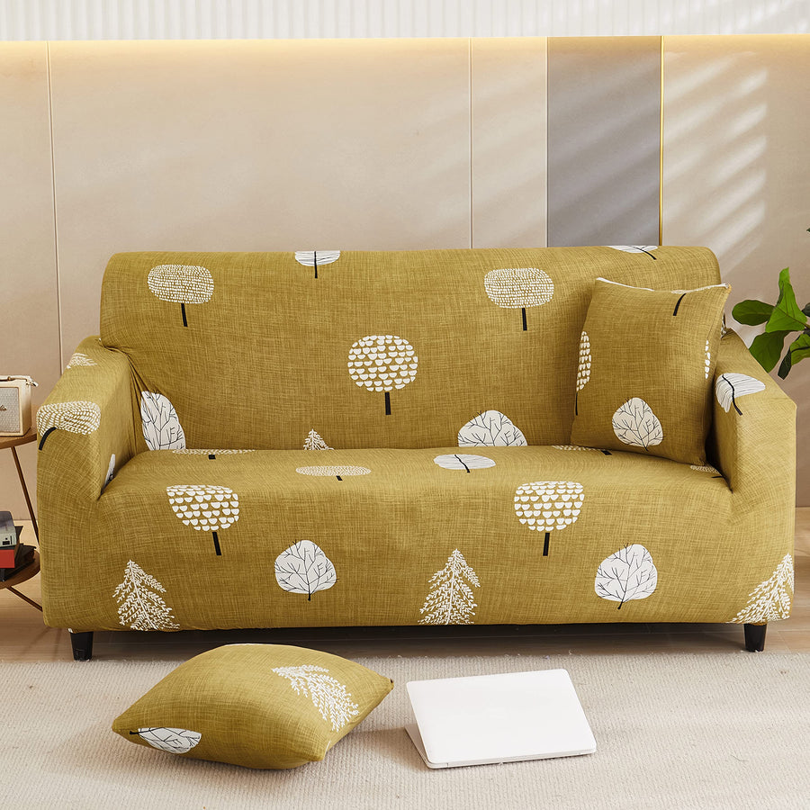 Printed Sofa Cover - Mustard Flower