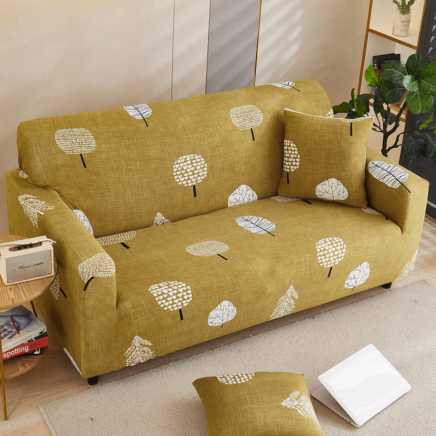 Printed Sofa Cover - Mustard Flower