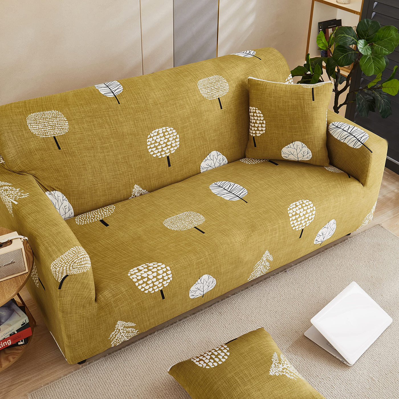 Printed Sofa Cover - Mustard Flower