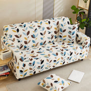 Printed Sofa Cover - White Leaf