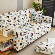 Printed Sofa Cover - White Leaf