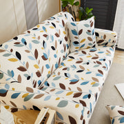 Printed Sofa Cover - White Leaf