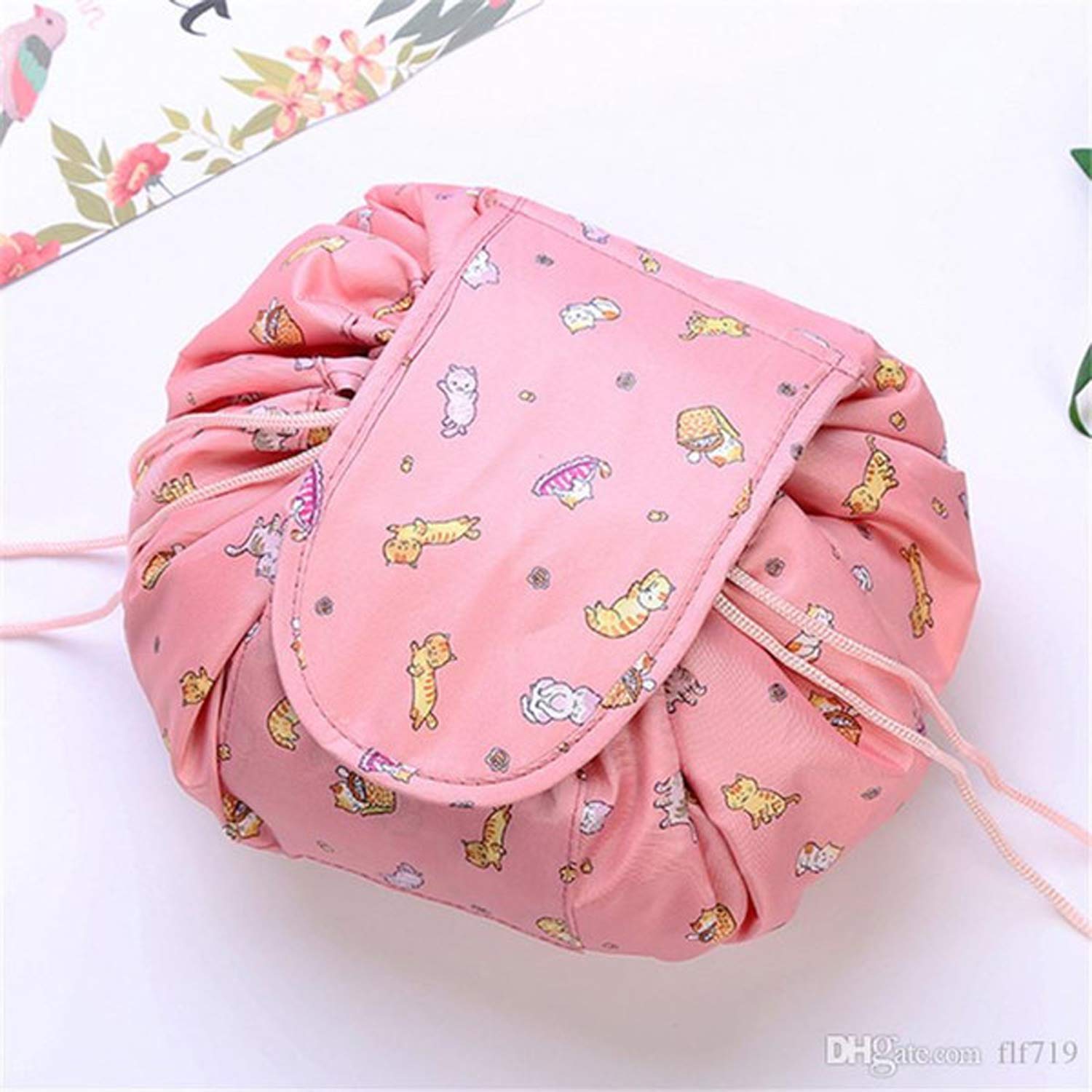 HOUSE OF QUIRK Lazy Cosmetic Bag Drawstring Travel Makeup Bag Pouch  Multifunction Storage Portable Toiletry Bags - Black