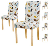 Printed Chair Cover - White Leaf