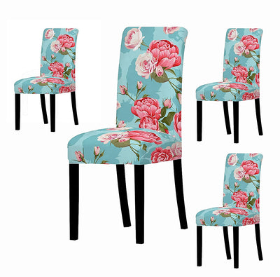 Elastic Chair Cover - Light Blue Rose