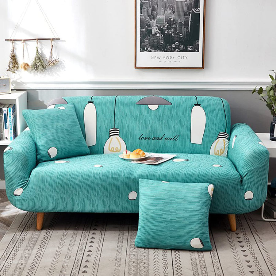 Printed Sofa Cover - Green Lamp