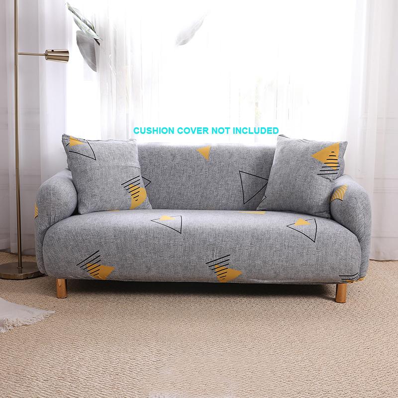 Printed Sofa Cover - Grey Yellow Triangle