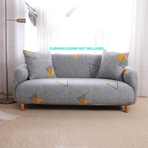 Printed Sofa Cover - Grey Yellow Triangle