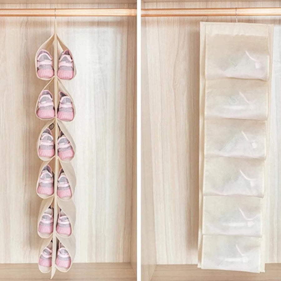 12 Grids Pocket Shoes Hanging Closet Organizer