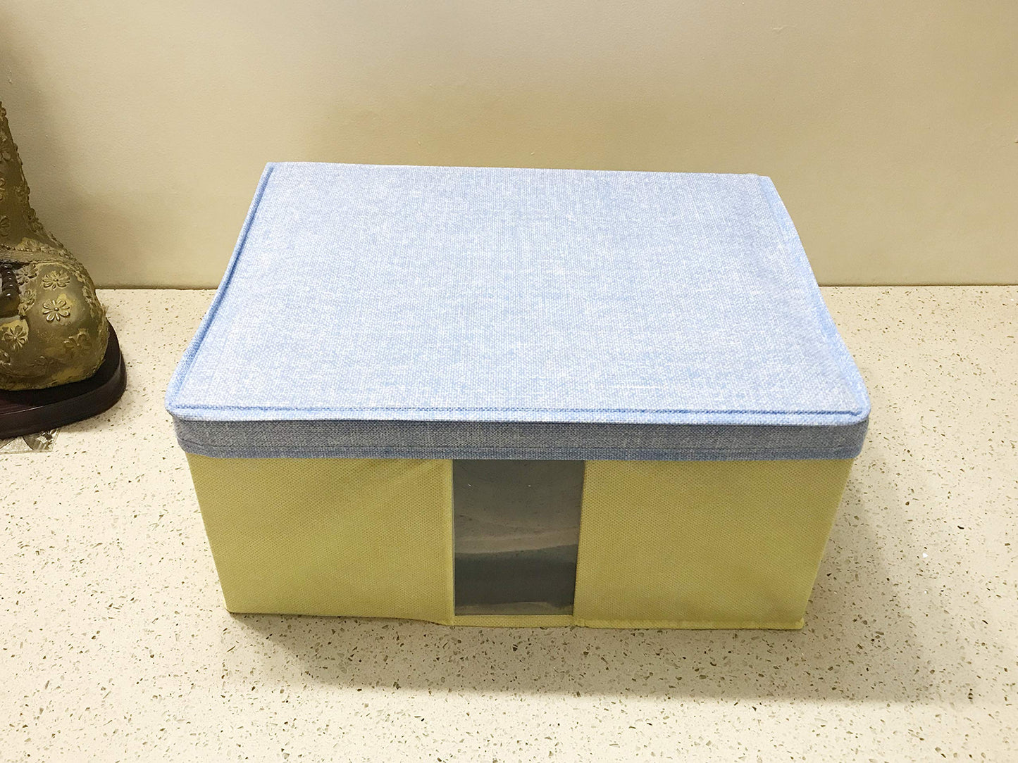 Foldable Fabric Storage Box Organizer with See-Through Window - Multicolor