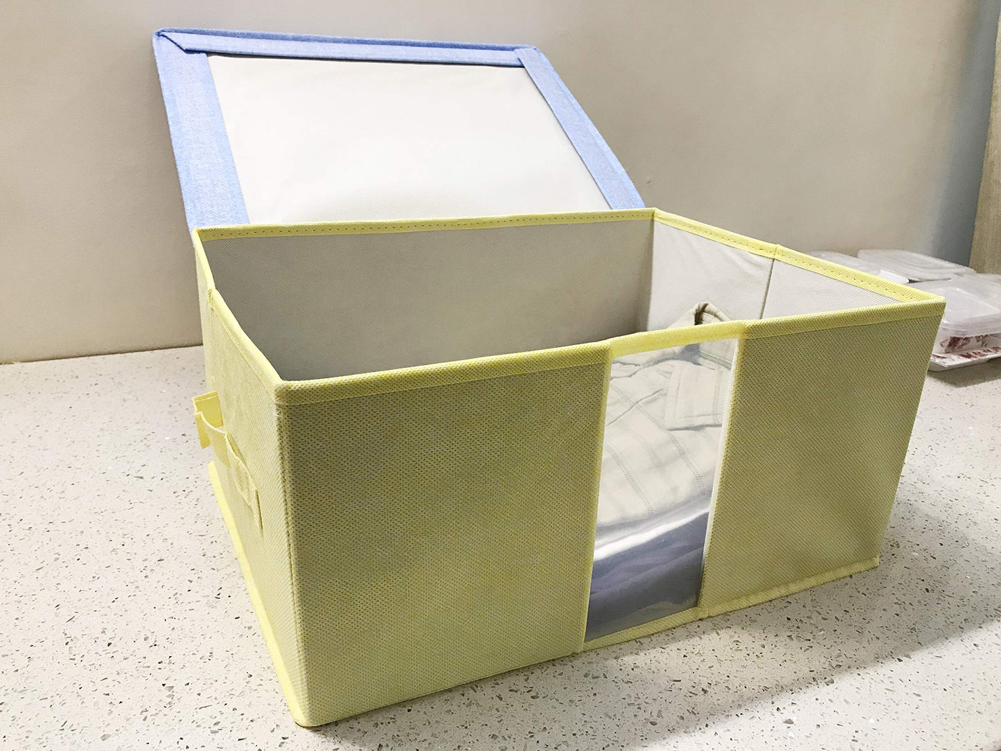 Foldable Fabric Storage Box Organizer with See-Through Window - Multicolor