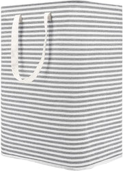 Waterproof Laundry Hamper Collapsible Baskets with Easy Carry Handles Extra Large - White Grey Stripe