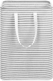 Waterproof Laundry Hamper Collapsible Baskets with Easy Carry Handles Extra Large - White Grey Stripe