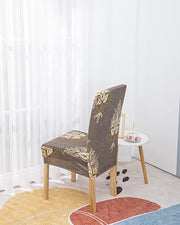 Printed Chair Cover - Beige Brocade