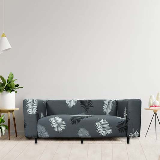 Printed Sofa Cover - Dark Grey Fern