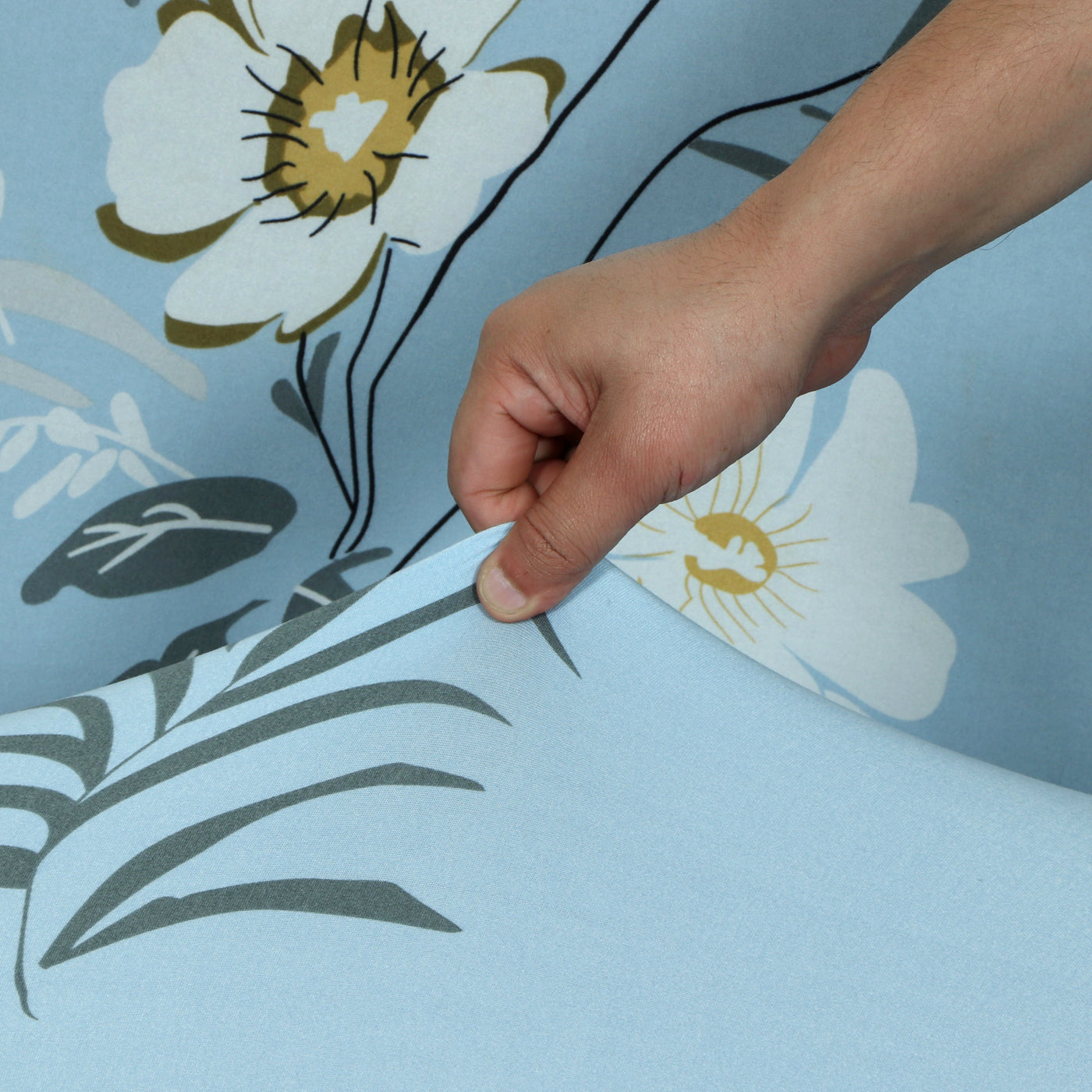 Printed Sofa Cover - Sky Blue Flower
