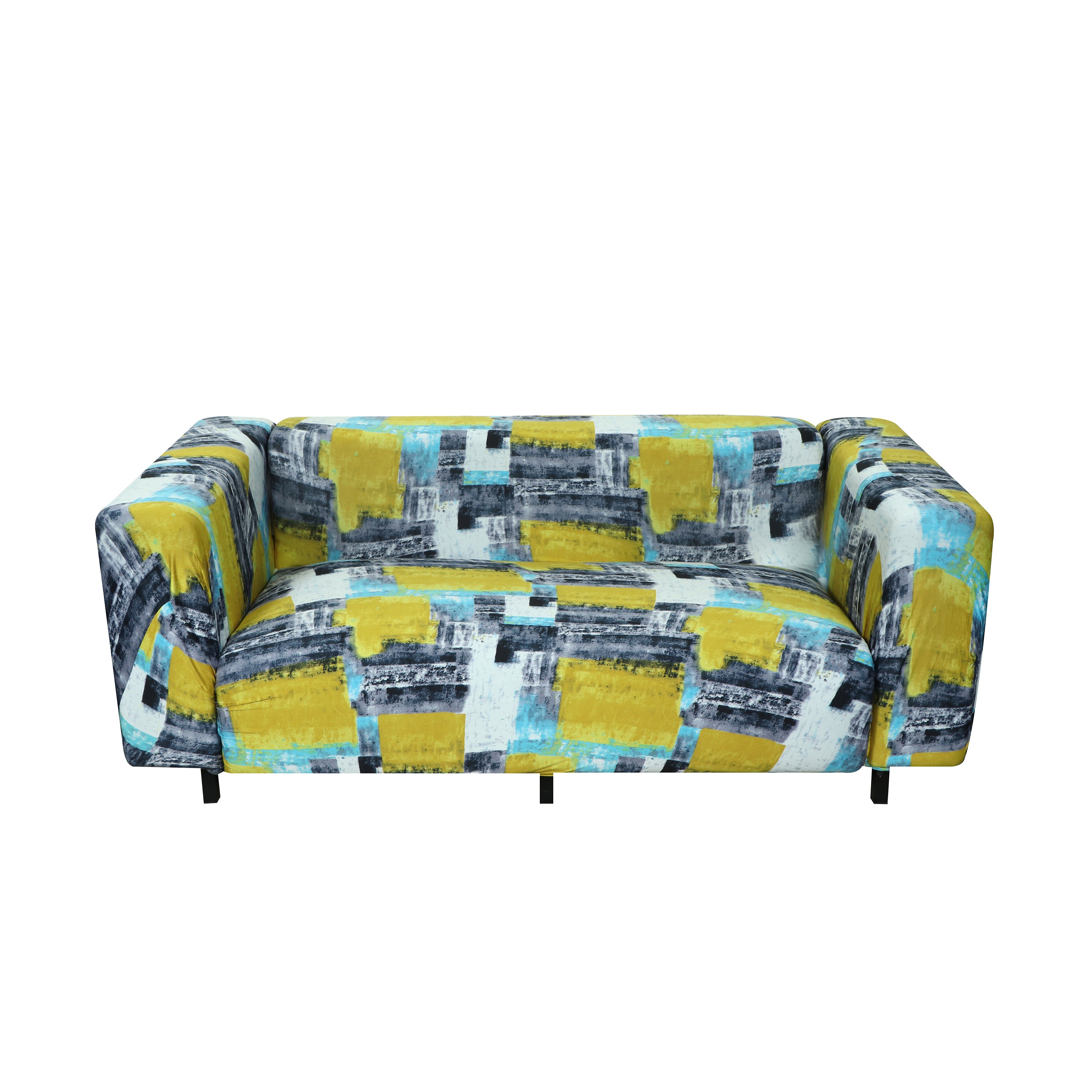 Printed Sofa Cover - Yellow Grey