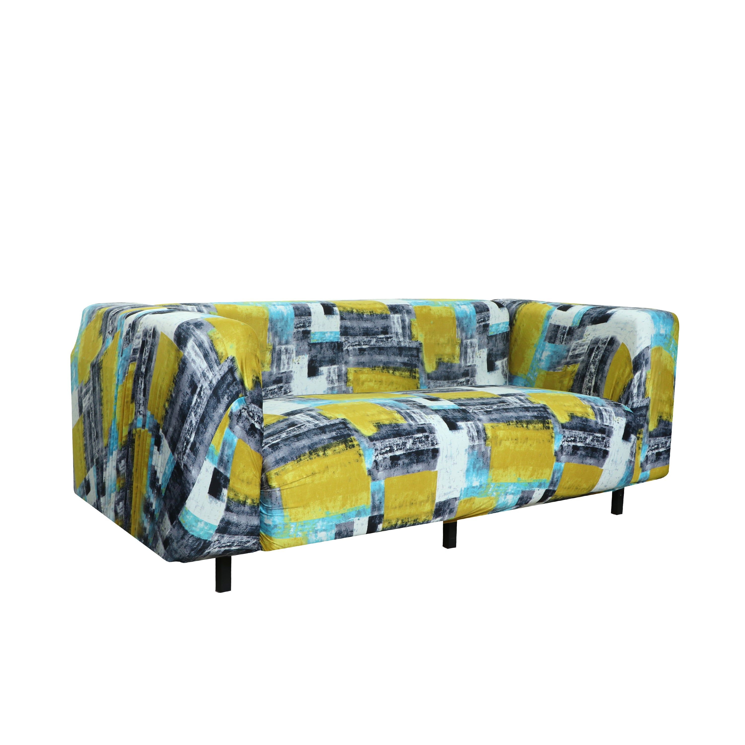 Printed Sofa Cover - Yellow Grey