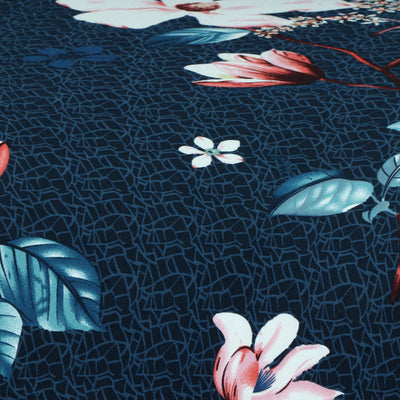Printed Sofa Cover - Dark Blue Lotus