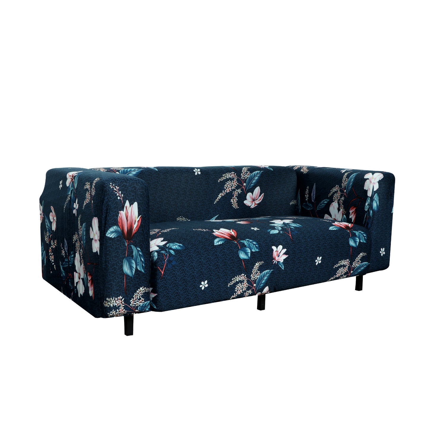 Printed Sofa Cover - Dark Blue Lotus