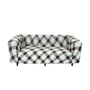 Printed Sofa Cover - Brown White Check