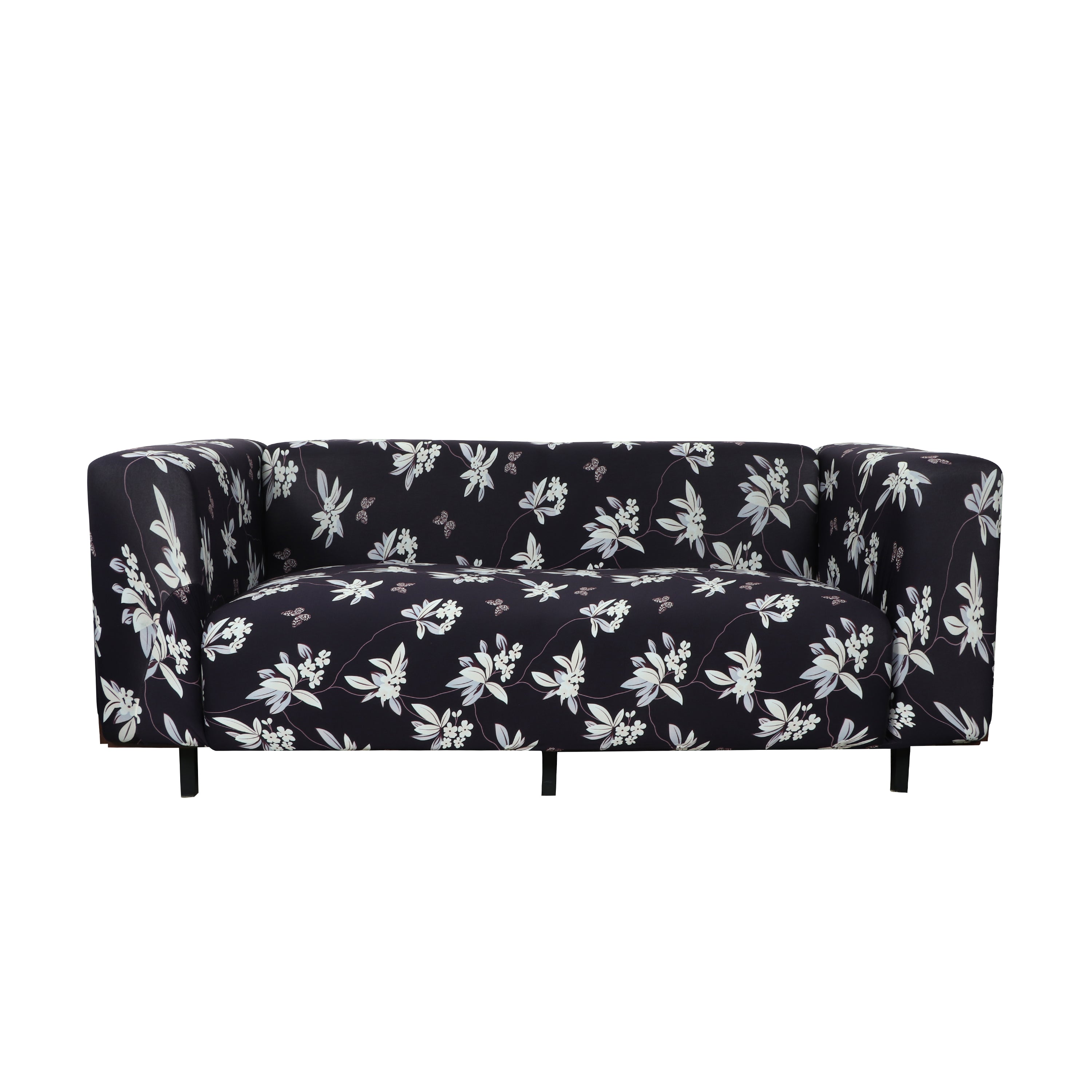 Printed Sofa Cover - Black Flower