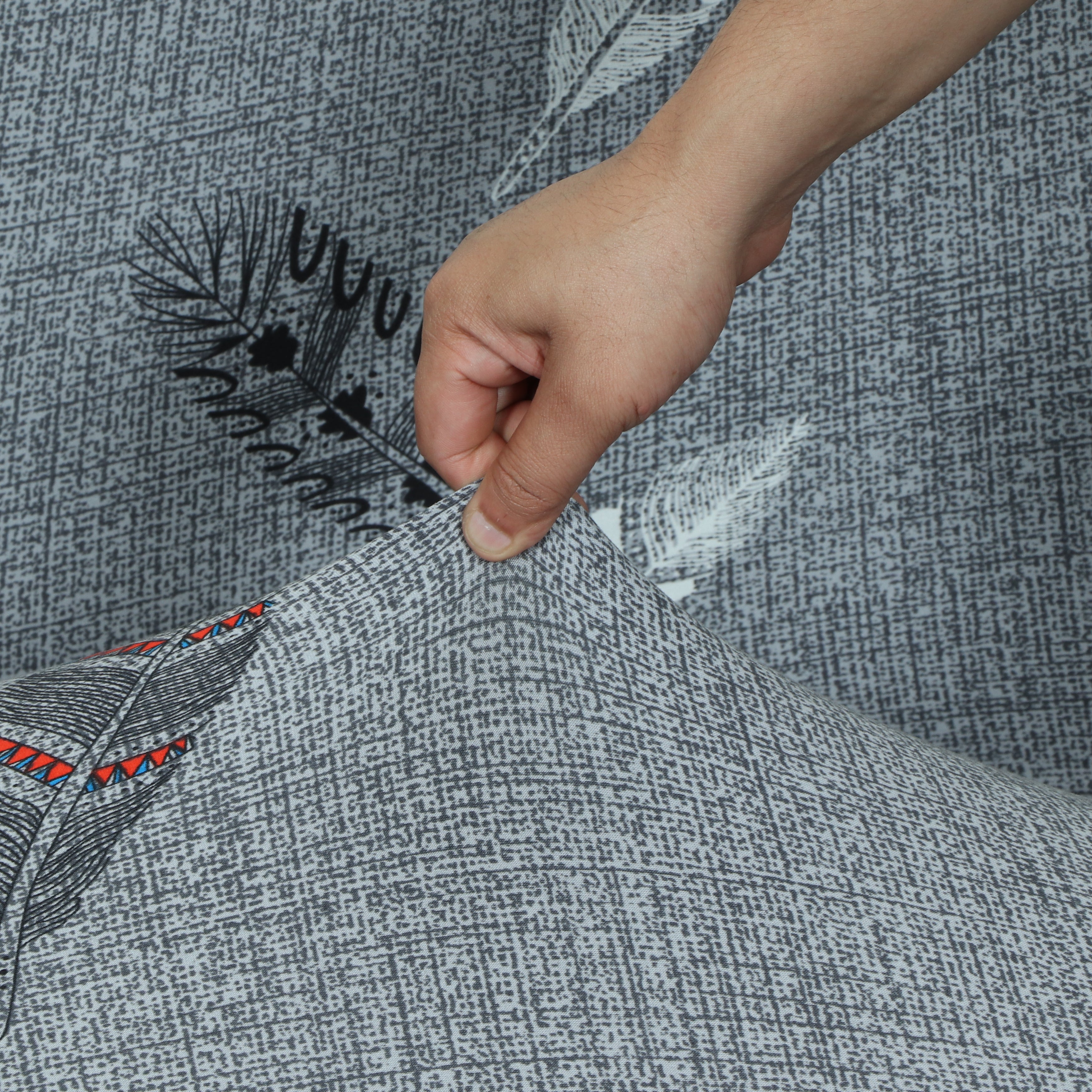 Printed Sofa Cover - Grey Fern