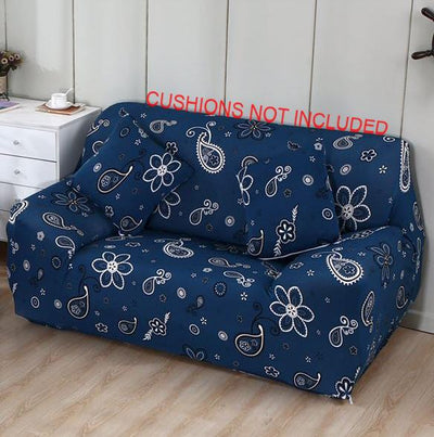 Printed Sofa Cover - Dark Blue Paisley