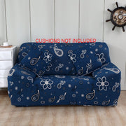 Printed Sofa Cover - Dark Blue Paisley