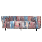 Printed Sofa Cover - Wooden Red Blue
