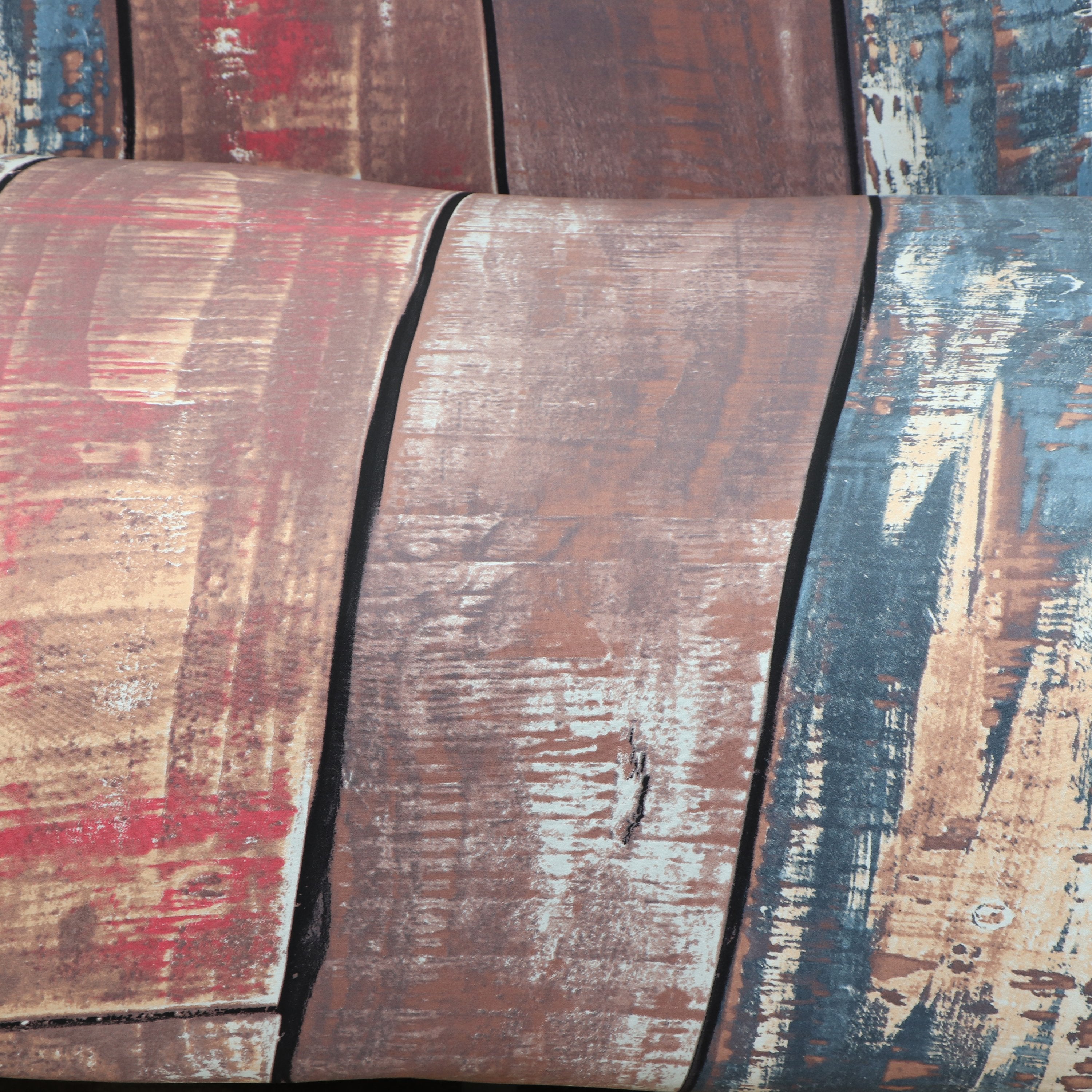 Printed Sofa Cover - Wooden Red Blue