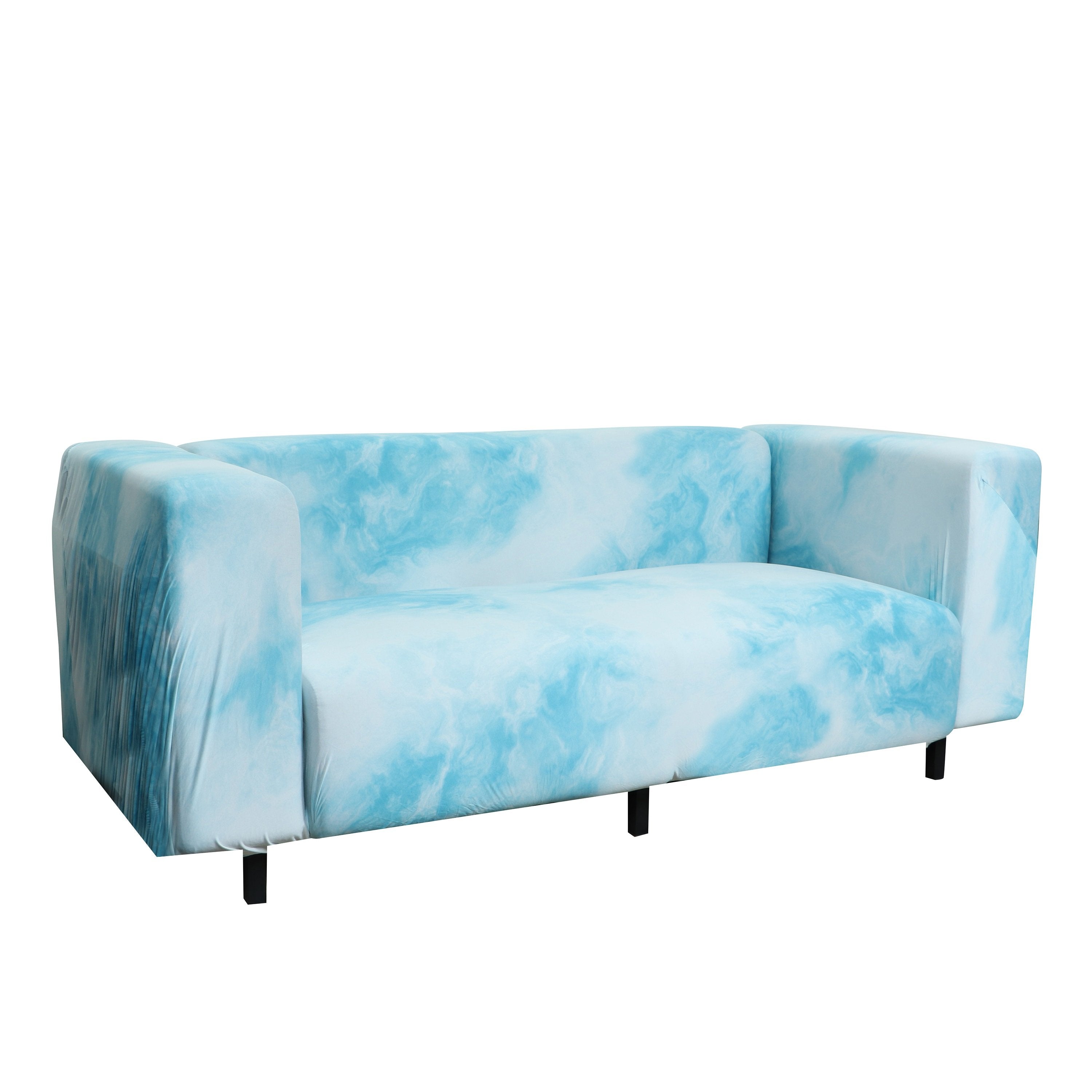 Printed Sofa Cover - Fog White Blue