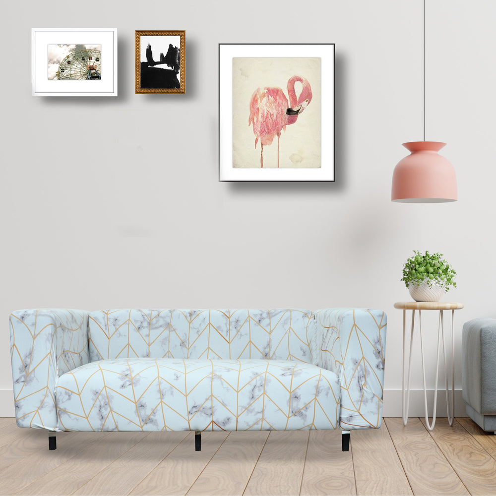 Printed Sofa Slipcover - Grain White Gold