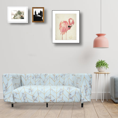 Printed Sofa Slipcover - Grain White Gold